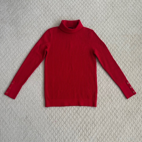 Talbots Ribbed Long Sleeve Turtleneck Sweater Red Small Casual Holiday NWT - Picture 2 of 12